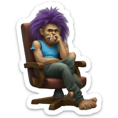 troll thinking on a Gaming chair sticker