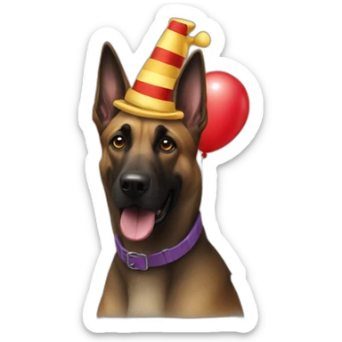 Malinois dog with ça clown sticker