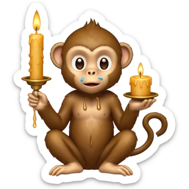 candle-holding monkey sticker