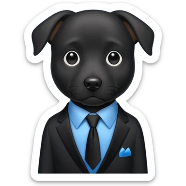 black dog with black tie,blue shirt sticker