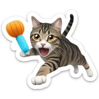 Cat attacking Cat toy sticker