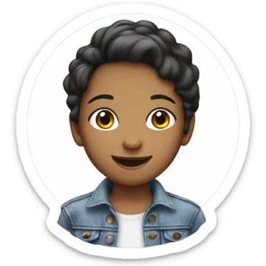 smiling girl in denim jacket sticker