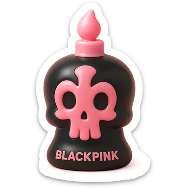 BLACKPINK-inspired gothic candle, no hearts, glossy and bold, black and pink sticker