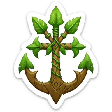 earth elemental trident with leaves sticker