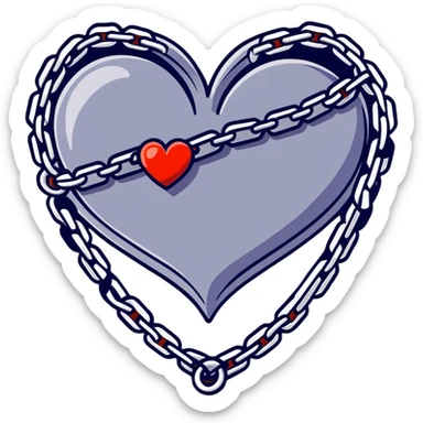 cartoon heart wrapped in chains with letters IC on it sticker