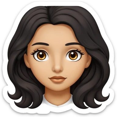 girl with olive skin, brown eyes and long lashes, and long black wavy hair  sticker