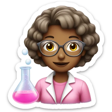 pink girl doing chemistry  sticker