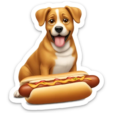 Fat dog eating hot dog sticker