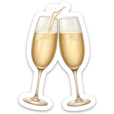 
2 light beige champagne glasses are knocked against each other sticker