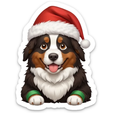 Bernese mountain dog wearing Santa hat sticker
