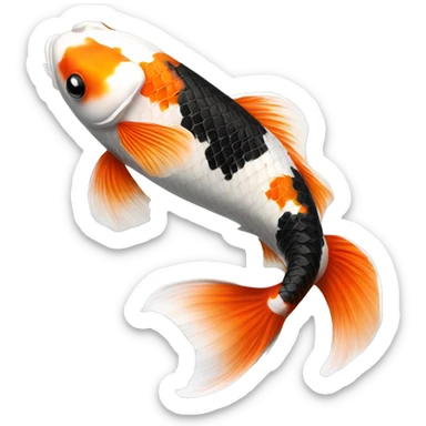 Black + Orange + White realistic koi fish  sticker