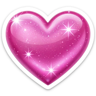 glitter pink heart sticker