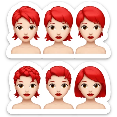woman red lips, deifferent hair styles. sticker
