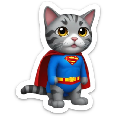 Cat with cosplay of superman sticker