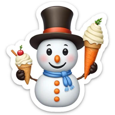 snowmen holding ice cream single snowmen sticker