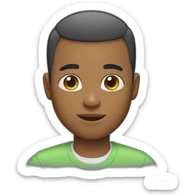 Boy with buzz cut hair and a beard sticker