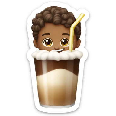 Toddler with root beer sticker