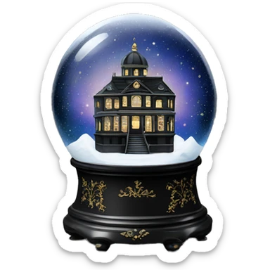 vintage black rococo night sky snow globe sticker