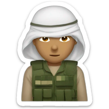 man masked using the red and white the Saudi Arabic shemagh and wearing military clothing sticker