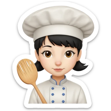 A girl rat with a fringe and chefs hat black hair sticker