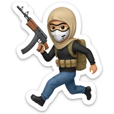 Light skin Robber with mask and ak-47 running sticker