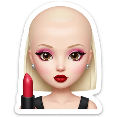 pretty bratz baddie, bald, pale skin sticker