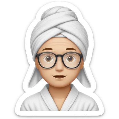 spa nerd: This emoji: 🤓 but with a spa towel on head sticker