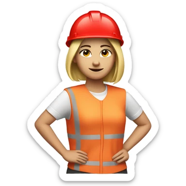 girl with red safetyhelmet says no with her arms sticker