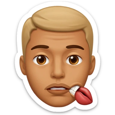 A man crushing his lips together sticker