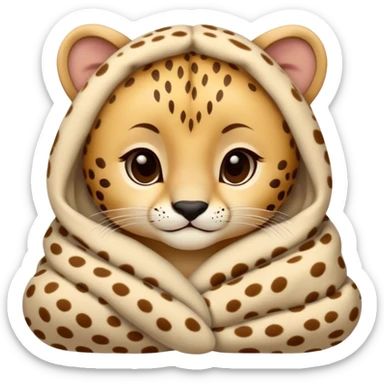 Cute, Disney-style baby cheetah cozy in blanket sticker
