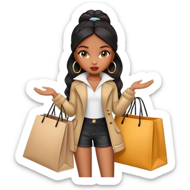 black girl bratz doll, shopping at designer store  sticker