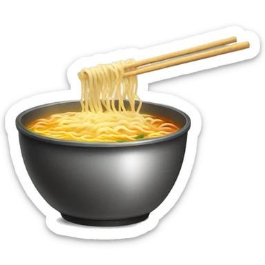 ramen noodles in pot with steam sticker