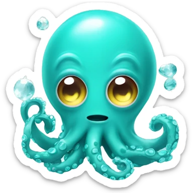 Turquoise cute little octopus and crystal ball sticker