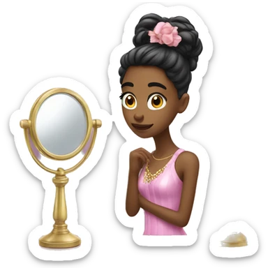 fancy girl looking at herself in vanity mirror  sticker