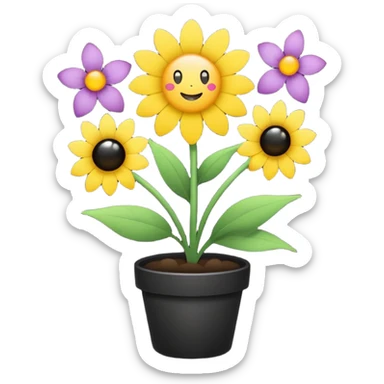 „Ein minimalistisches Emoji einer dunklen kosmischen Blume mit einem lilafarbenen Mondkern und funkelnden Lichtpunkten.“ sticker