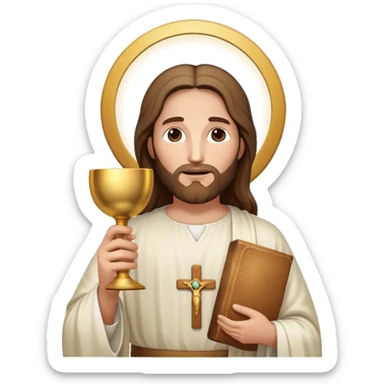 Jesus holding the Eucharist and chalice, celebrating mass sticker