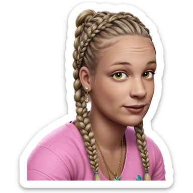 girl with braids and jewelry sticker