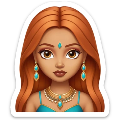 pretty bratz baddie, copper hair, light skin, desi indian style sticker
