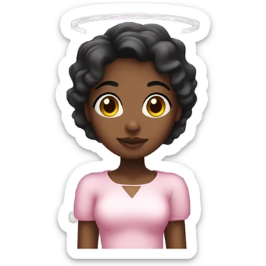 Black woman dressed as an angel in pink with short black hair  sticker