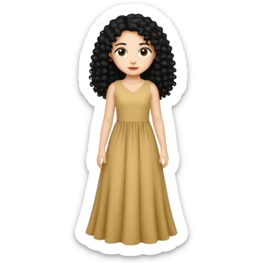 Uma menina com vestido longo e cabelo longo preto cacheado sticker