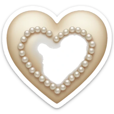 beige heart and pearls sticker