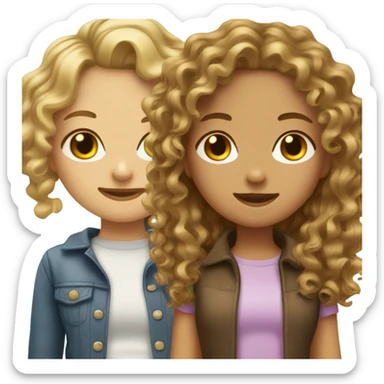 dirty blonde curly hair girl with another girl with brown curly hair shorter sticker
