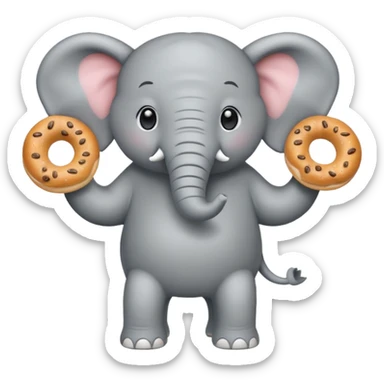 elephant holding bagel sticker