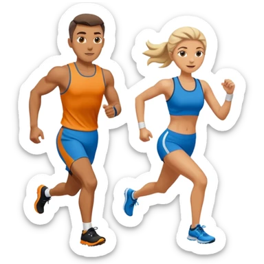A man and woman running a HYROX race sticker