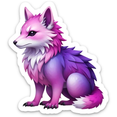  Cool Edgy Purple-pink-white-gradient ethereal badass Fionbri-Vernid-Trico-animal-creature full body sticker