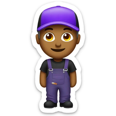 mechanic purple cap with tool and black t-shirt sticker