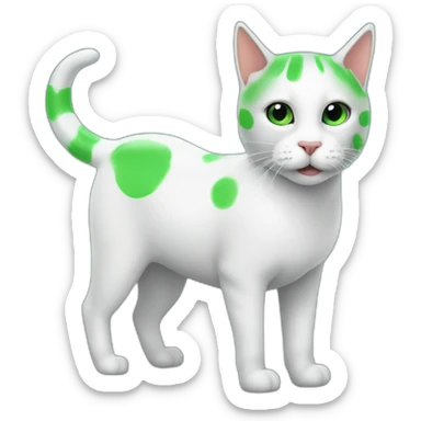 gato casi blanco con ojos verde astronauta cabalgando en un unicornio sticker