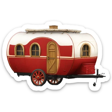 Realistic red vintage round gypsy caravan wagon camper sticker