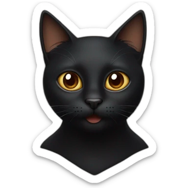 Black cat with brown eyes with a lid in his mouth sticker