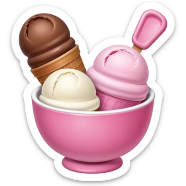Neapolitan ice cream scoops in a bowl sticker